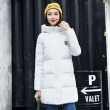 Новая стильная зимняя куртка средней длины с капюшоном и хлопковой подкладкой модный утепленный хлопковый костюм