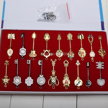 

2.4'' 6cm Fairy Tail Keychain 18pcs/set Key Lucy Cos Set Scale Heartfilia sign of the zodiac gold Key