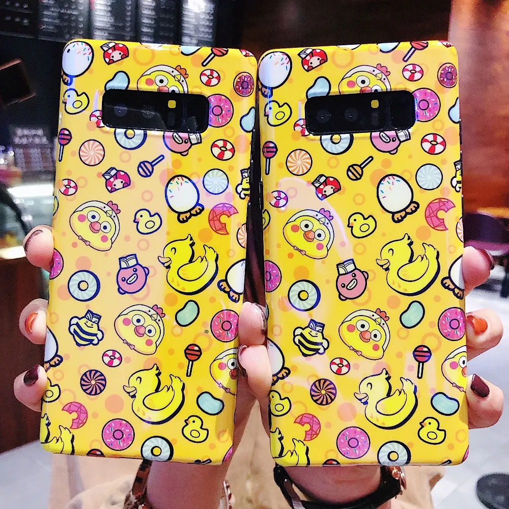 Yellow Cute Phone Case Bees Chickens Duck Lollipop Donut Fundas Cover for Samsung Galaxy S7 edge s8 s9 S10 plus s10E Note 8 9 |