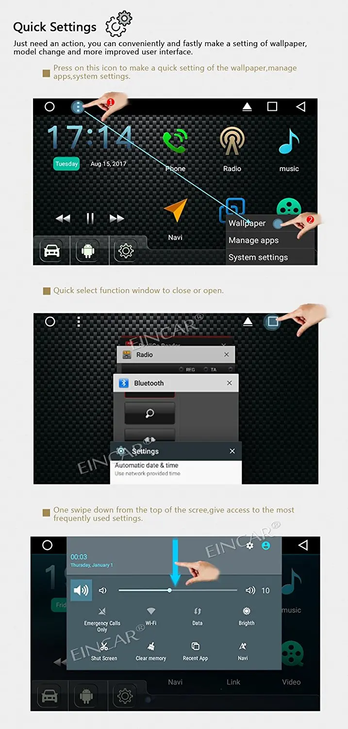 Eincar Android 7 1 8 Core dvd плеер для автомобиля gps трекер ''автомобильный стерео