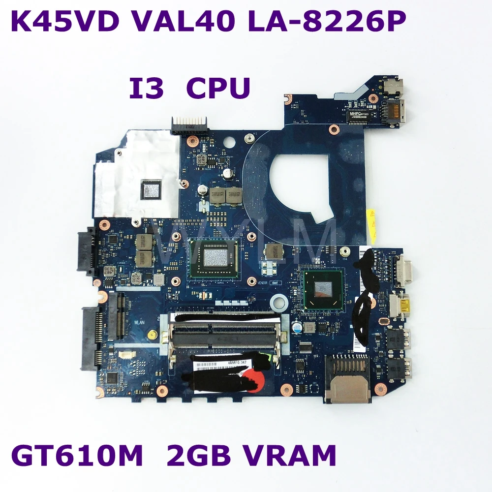 K45VD VAL40 LA-8226P бортовой I3 CPU GT610M 2GB VRAM Материнская плата Asus A85V A45V K45V K45VM материнская