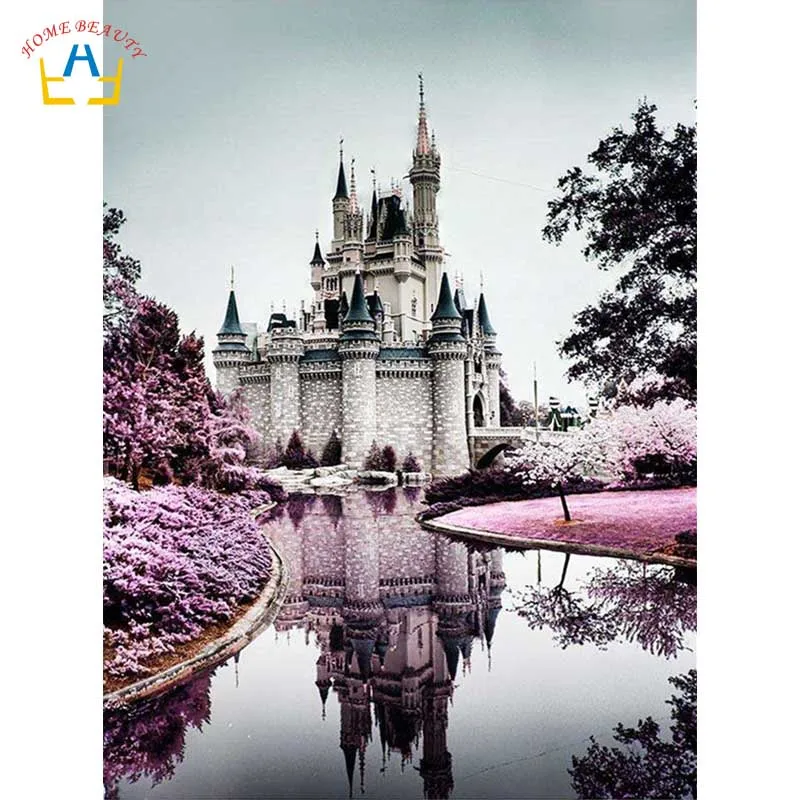 

coloring by numbers diy paints draw picture nordic castle canvas paintings on the wall home decoration posters and prints RA3265