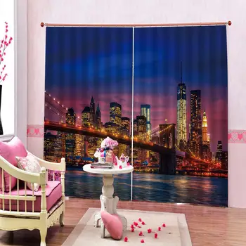 

Customized size Luxury Blackout 3D Window Curtains For Living Room night view curtains Decoration curtains