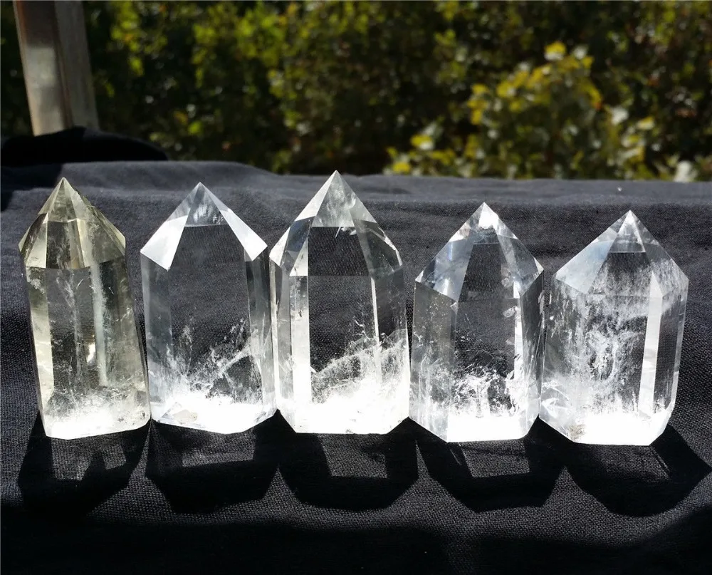 

free shipping ++5Pecs NATURAL White QUARTZ CRYSTAL WAND POINT HEALING N2103