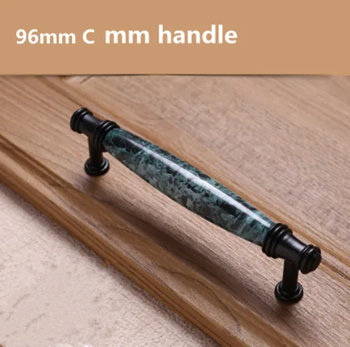 128 96 мм Европейский ретро стиль черная антикварная тумба кухонного шкафа дверная ручка модная темно-зеленая керамическая ручка ящика шкафа - Цвет: 96mm C handle