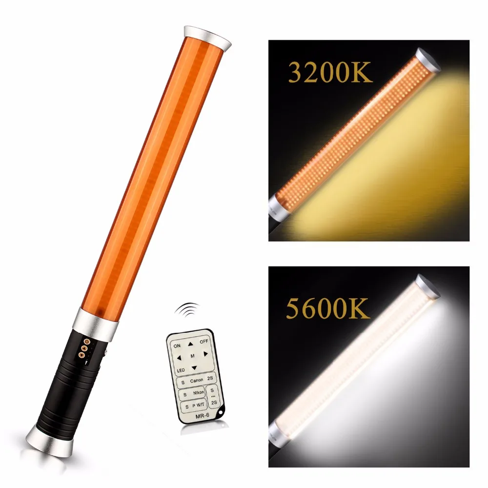 

55cm Portable Handheld 298 PCS LED beads Magic Tube Light as Ice Light With Color temperature Tube of half Orange half White