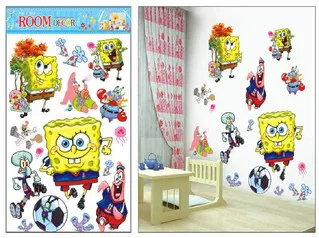 3D Cartoon Spongebob Wall Stickers Home Decoration Wall Decals for Kids children Rooms kindergarten livingroom Poster