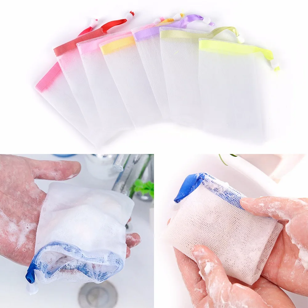 5Pcs Practical Soap Blister Mesh Soap Net Popular Bath& Shower Skin Care Foaming Net Easy Bubble Mesh Bag Wholesale