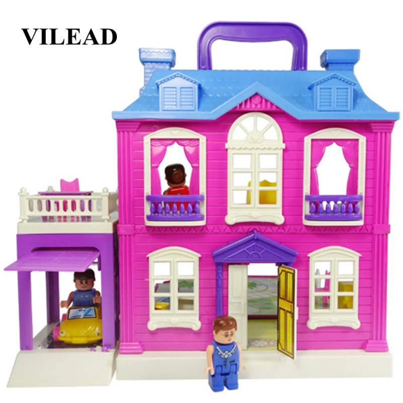 

Miniature Dollhouse Diy Dollhouse Musical Lighting Toys For Children Doll House Furniture Accessories Large Door Portable Tiny
