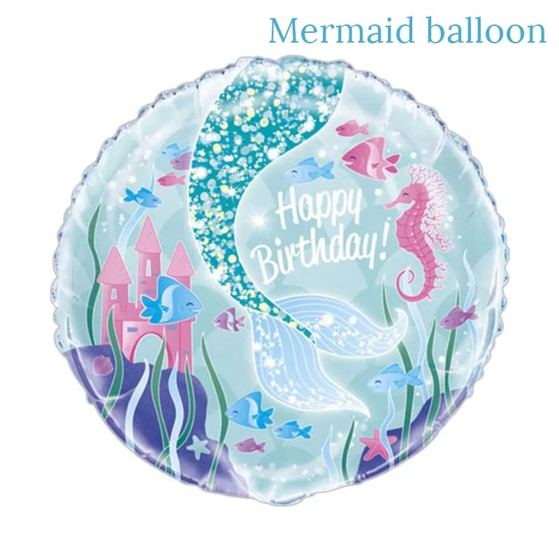 Вечерние гирлянды с изображением русалки на день рождения, баннеры, воздушные шары, посуда, топперы для торта, украшения для вечеринки в честь первого дня рождения - Цвет: 1pcs Foil Balloon