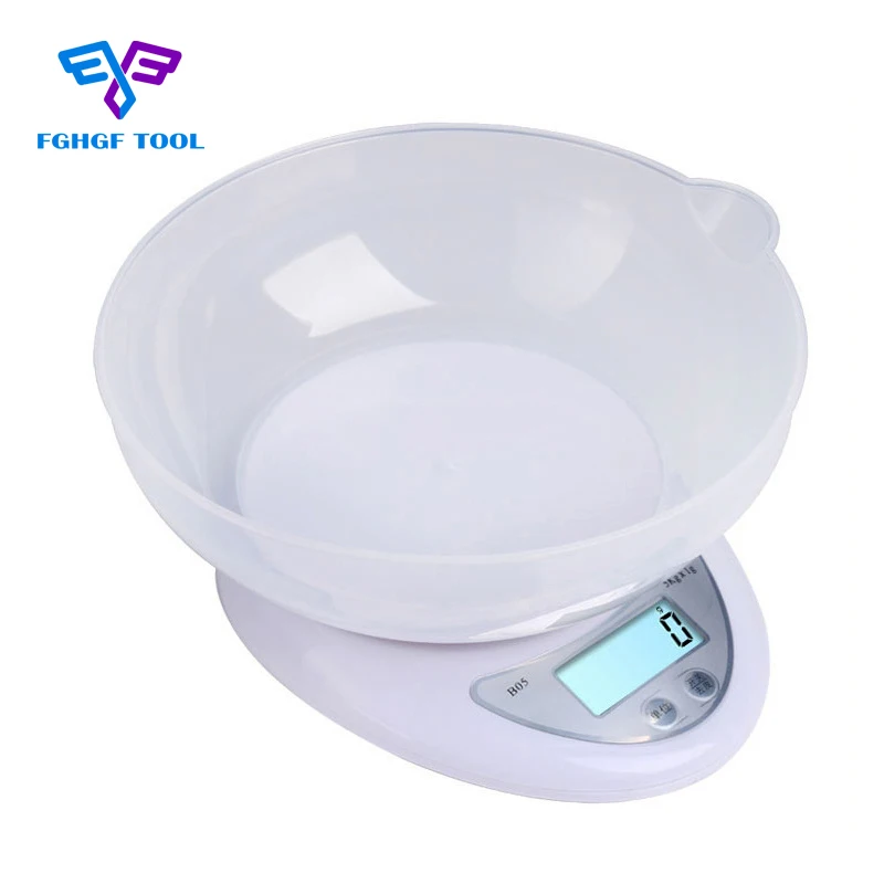 

FGHGF 5kg 1g Portable Digital Kitchen Scale Precision Electronic Food Parcel Weighing Balance Home Bench Scales Cook Tools Bowl