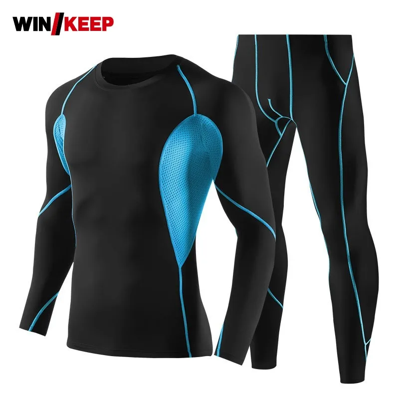 

Men Professional Exercise Compression Sportswear Full Length Fitness Tracksuit Male Breathable Sport Top+Sweatpants Set Suits