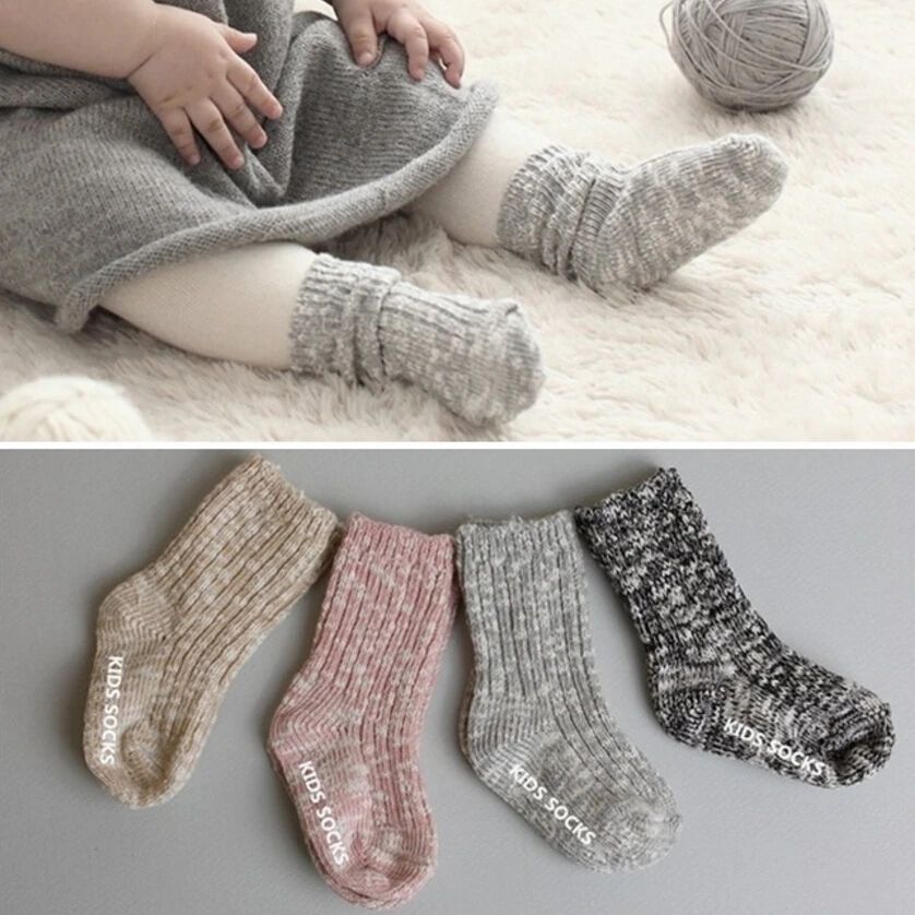 Носки для малышей от 0 до 24 месяцев противоскользящие Зимние гольфы для новорожденных детские носки для маленьких мальчиков и девочек