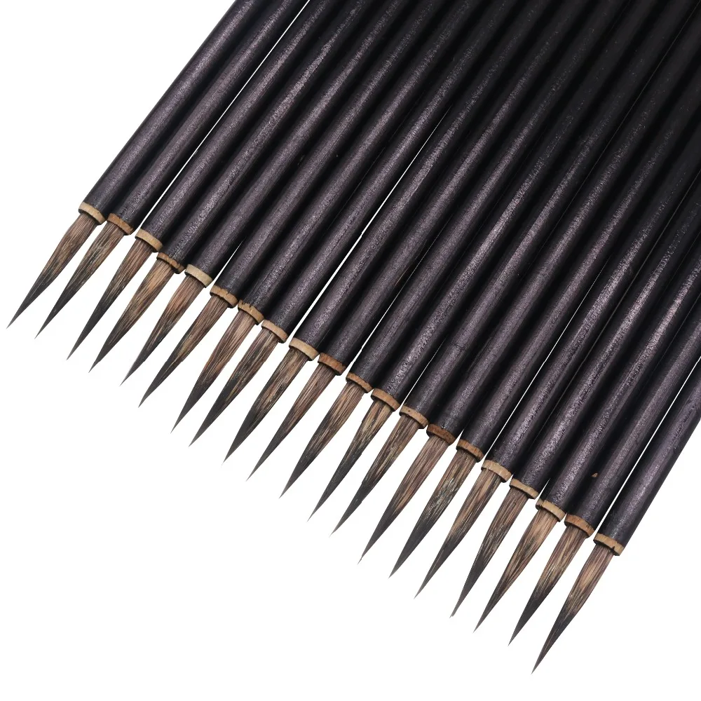 5 Pcs Brown Black Large Hook Line Pen Watercolor Brush Chinese Calligraphy Artist Art Student Learning Stationery Painting Tool