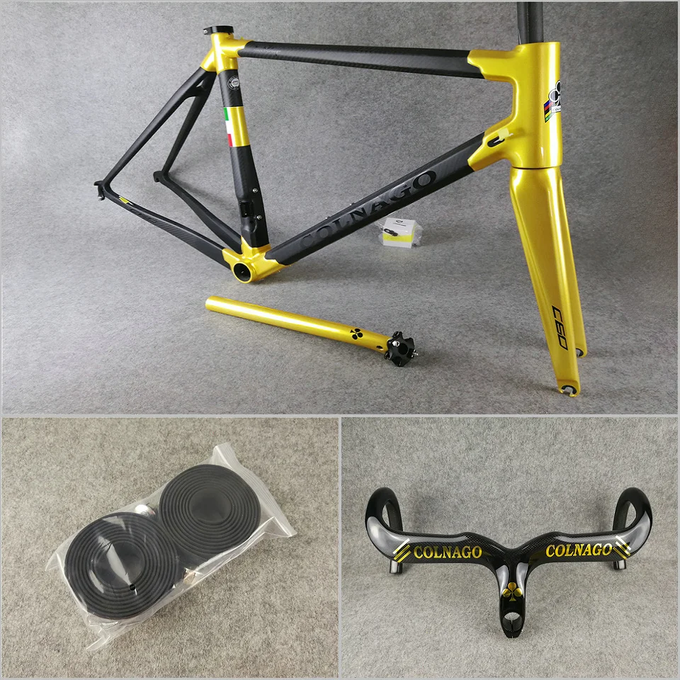 XS/S/M/L/XL T1000 3K Matte Glossy Gold Black Colnago C60 carbon road