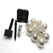 Открытый Солнечный струнный фонарь на солнечных батареях Сказочный Рождественский серебряный шар лампа водонепроницаемый 10 светодиодный 3 м лампы