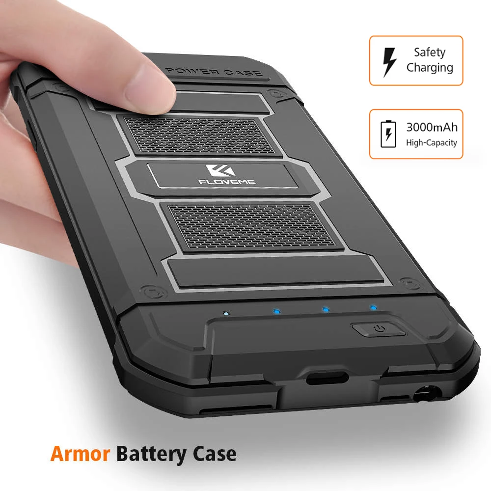 FLOVEME Battery Charger Case For iPhone 6 6S Plus 7 8 Plus Power Bank Armor Portable External Battery Case For iPhone 6 6S 7 8
