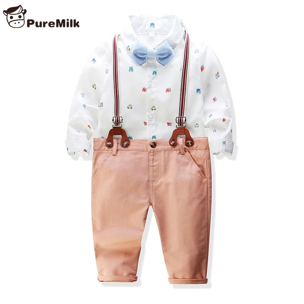 Одежда для маленьких мальчиков PureMilk рубашка с принтом и бантом новорожденных