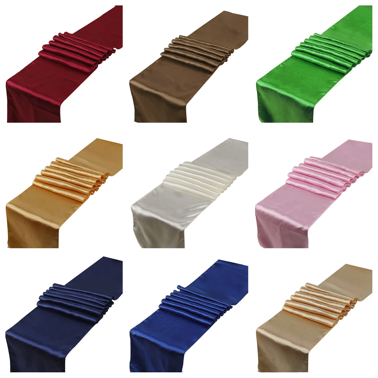 15PCS 30x275cm Satin Table Runners Table Decoration For Home Party