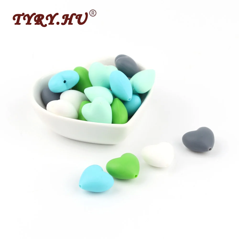 TYRY. HU 20 шт. пищевой силикон сердце бусины BPA бесплатно детские игрушки для кормления ожерелье инструменты Детские Четки Для режущихся зубов