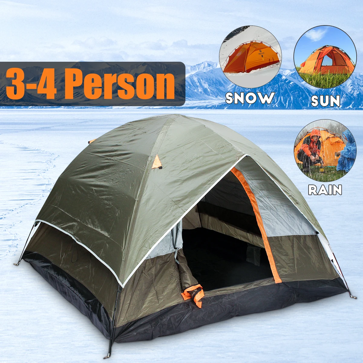 3-4 человек ветрозащитная кемпинговая палатка двойной слой водонепроницаемый Открытый Анти УФ туристические палатки для наружного туризма пляж путешествия