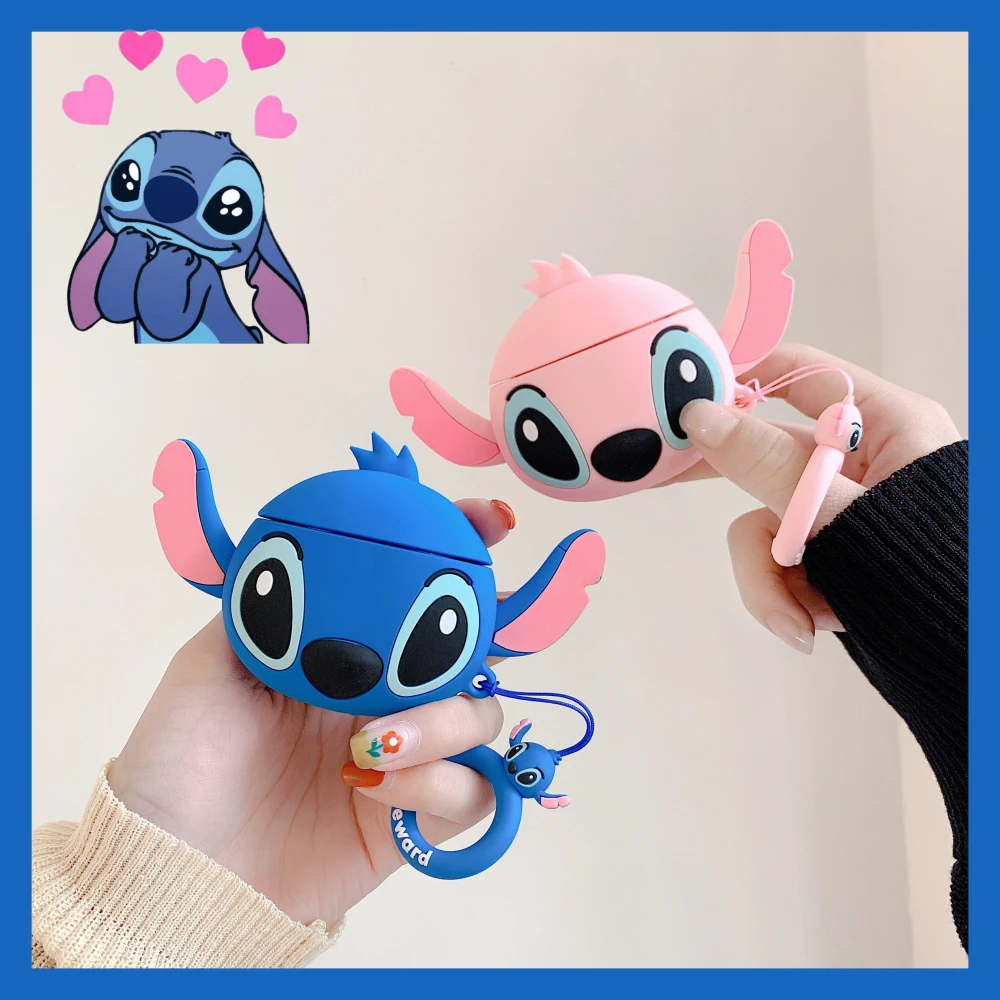 

Popular Cute Cartoon Stitch Angel Shockproof Earphone Cases For Apple Airpods 1 2 Silicone Protection Earphone Cover Accessories
