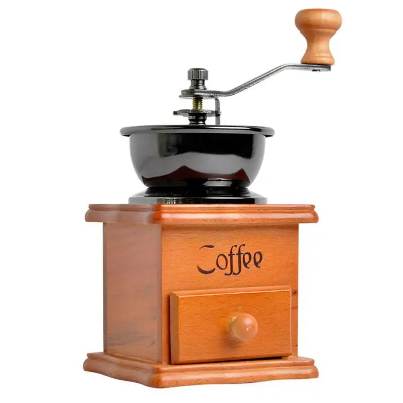 Классическая Ретро деревянная ручная кофемолка ручная коленчатая керамическая кофейная зерновая шлифовальная кухонная машина инструменты - Цвет: 2
