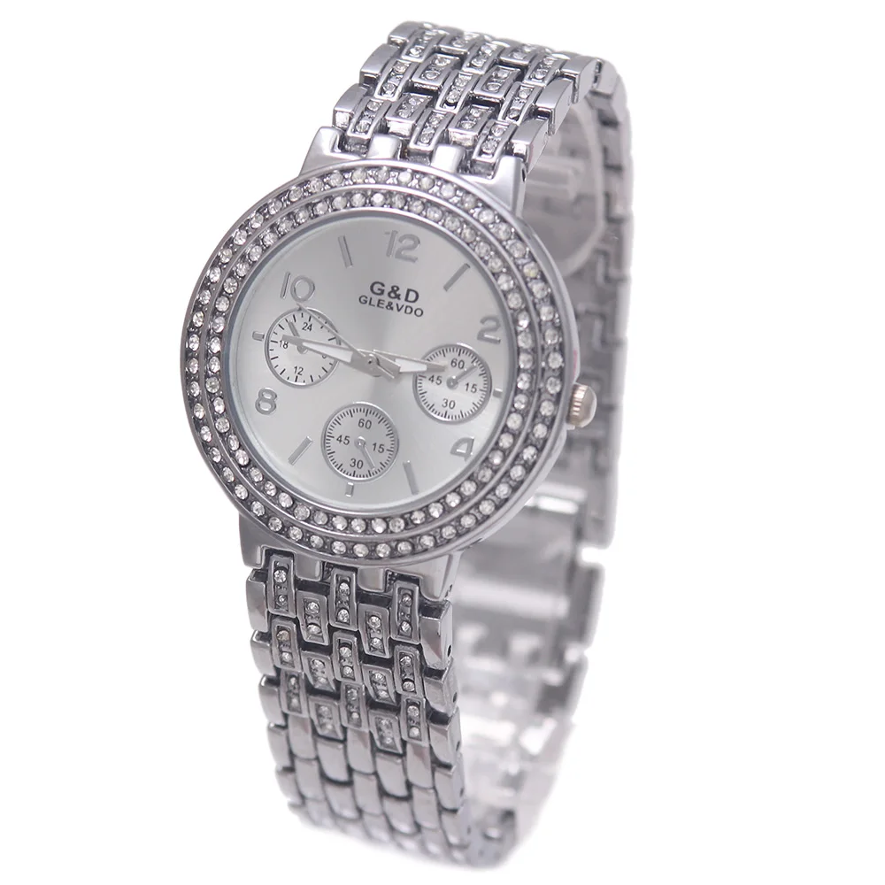 2017 Топ люксовый бренд G & D Для женщин Часы кварцевые наручные часы Нержавеющая сталь Crytal леди браслет Часы Relojes Mujer любовь подарок