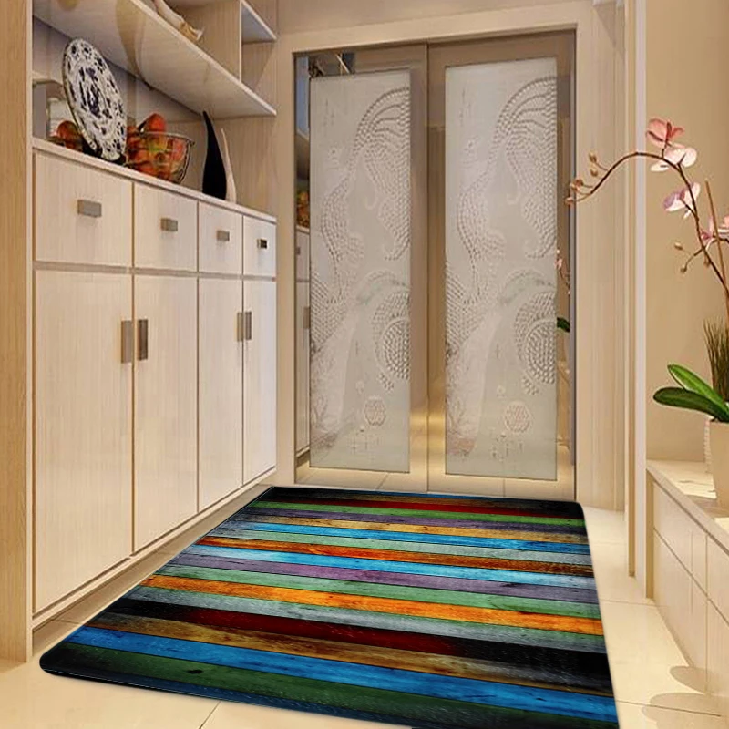 

Imitation Wood Printed Floor Mat anti-slip Door Mat machine washable,non-fading Carpet Shaggy Soft Doormat kitchen Carpet Mats