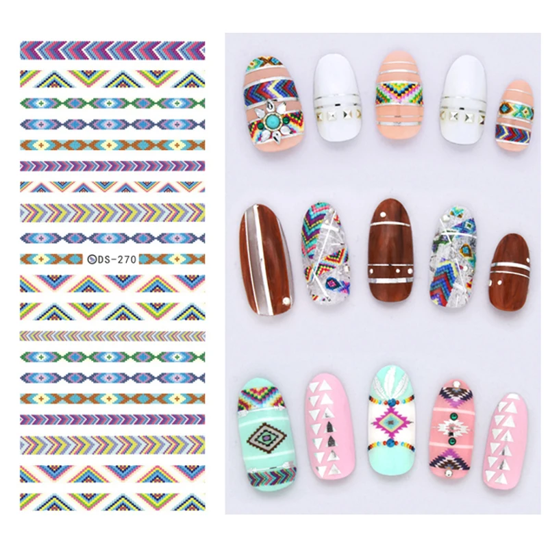 3Pcs Rainbow Design Stickers For Nails Water Transfer Nails Art