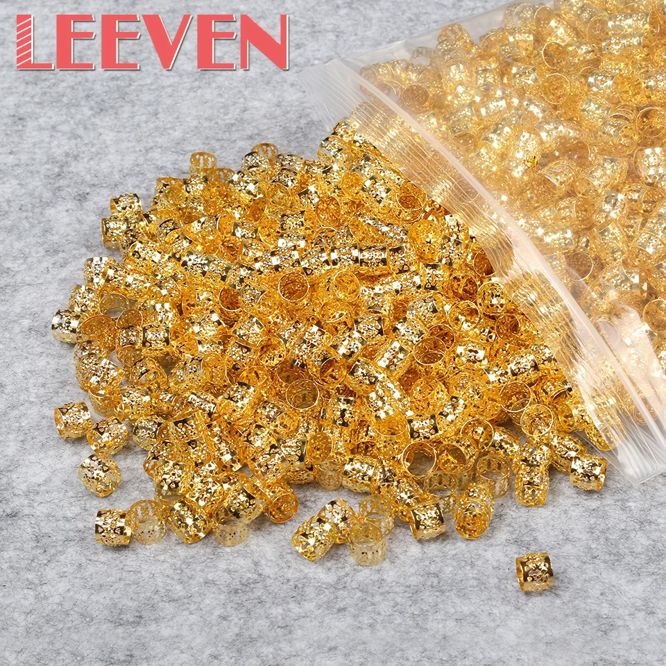 

200pcs/lot Wholesale Dreadlock Beads Red Gold Silver Mixed Color Hair Bead for Dreadlocks Hair Rings Braiding Hole Micro Ring