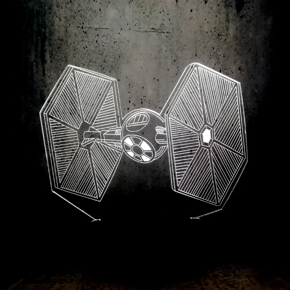 Día RC Star Wars 3D USB LED lámpara de dibujos animados Tie Fighter lámpara de escritorio luz de noche Visual atenuador de mesa regalos para niños decoración de casa