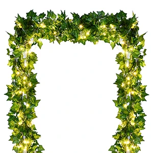 2m 20 LEDs Warm White Artificial Leaf Lights Copper Battery Powered for Christmas Party Wedding Garden decoration - Испускаемый цвет: 2m