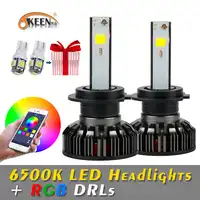 OKEEN Car RGB LED headlight H7 H4 LED Bulbs APP Bluetooth Control H1 H3 H8 H11 HB3 HB4 LED Light Headlamp muticolor LED bulbs