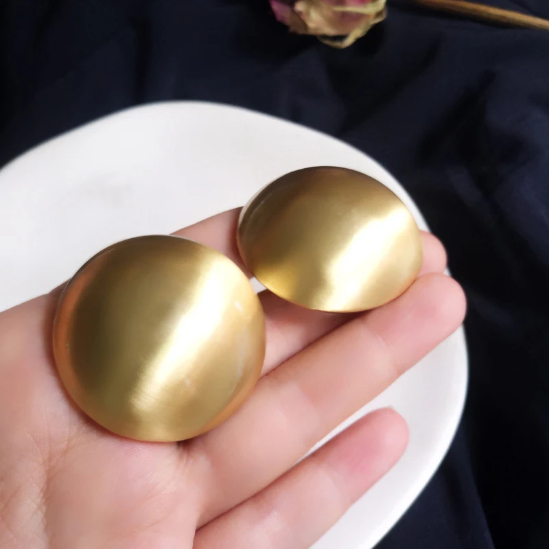 3CM New Fashion Gold Color Matte Metal Button Stud Earrings Minimalist Round Coin For Women Party Weddings Jewelry Gift | Украшения и