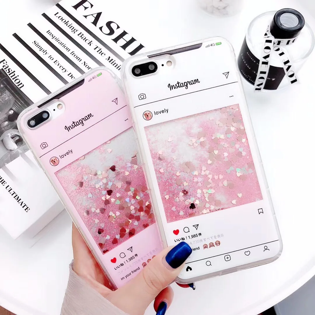 

UBERAY Quicksansd Lovely Talk Words Phone Case For iPhone X Case iPhone 7 Cover Luxury Clear TPU Coque White Pink Couple Cases