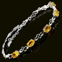 Натуральный цитрин браслет-цепочка происхождения реального цитрин 925 серебро Fine Jewelry 0.45ct* 5 шт. Самоцветы#16080102