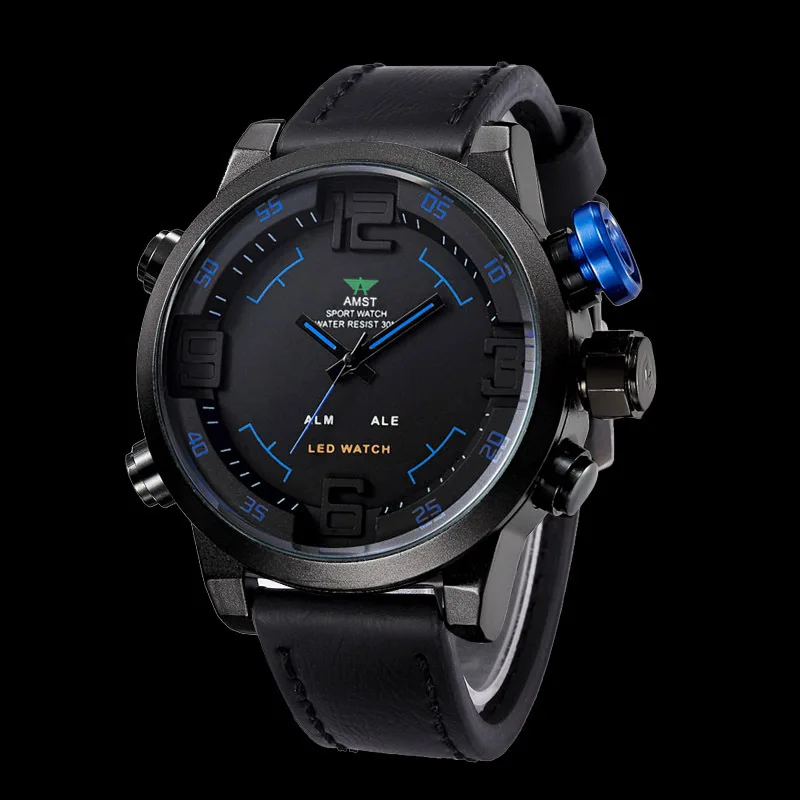 Люксовый бренд AMST мужские G стильные ударные часы светодиодный дисплей военные
