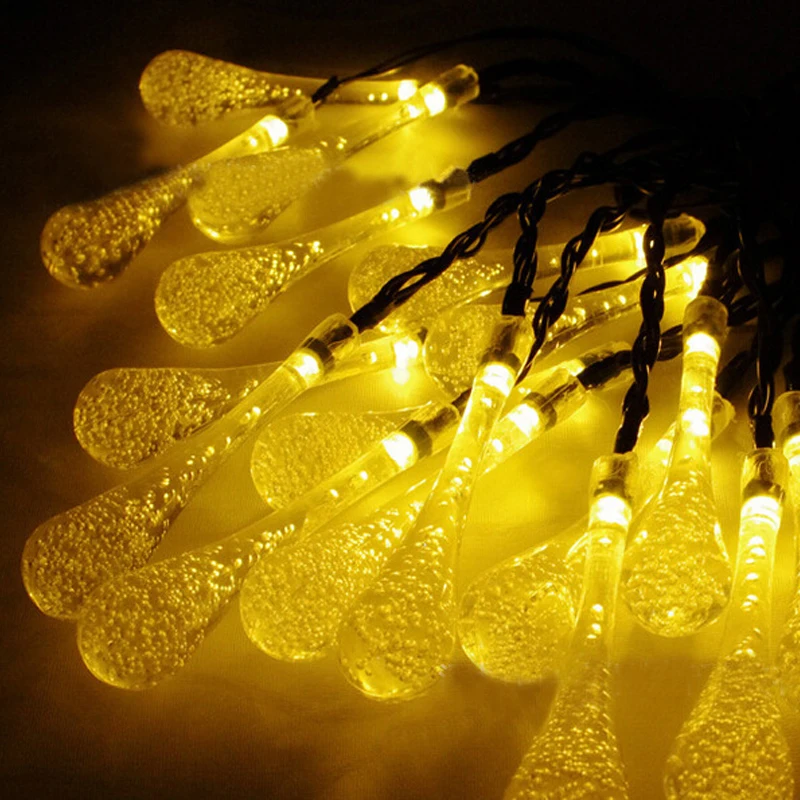 

Order 30 pieces Holiday Solar LED Drop Water Night Lights Fairy Light for Wedding Christmas Party Festival Colorful Luminaria