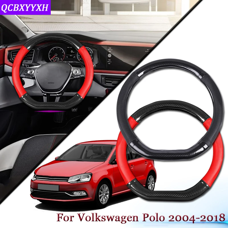 

Car Carbon Fiber Leather Car Steering Wheel Cover Car Steering-wheel Hubs Automobiles Accessories For Volkswagen Polo 2004-2018