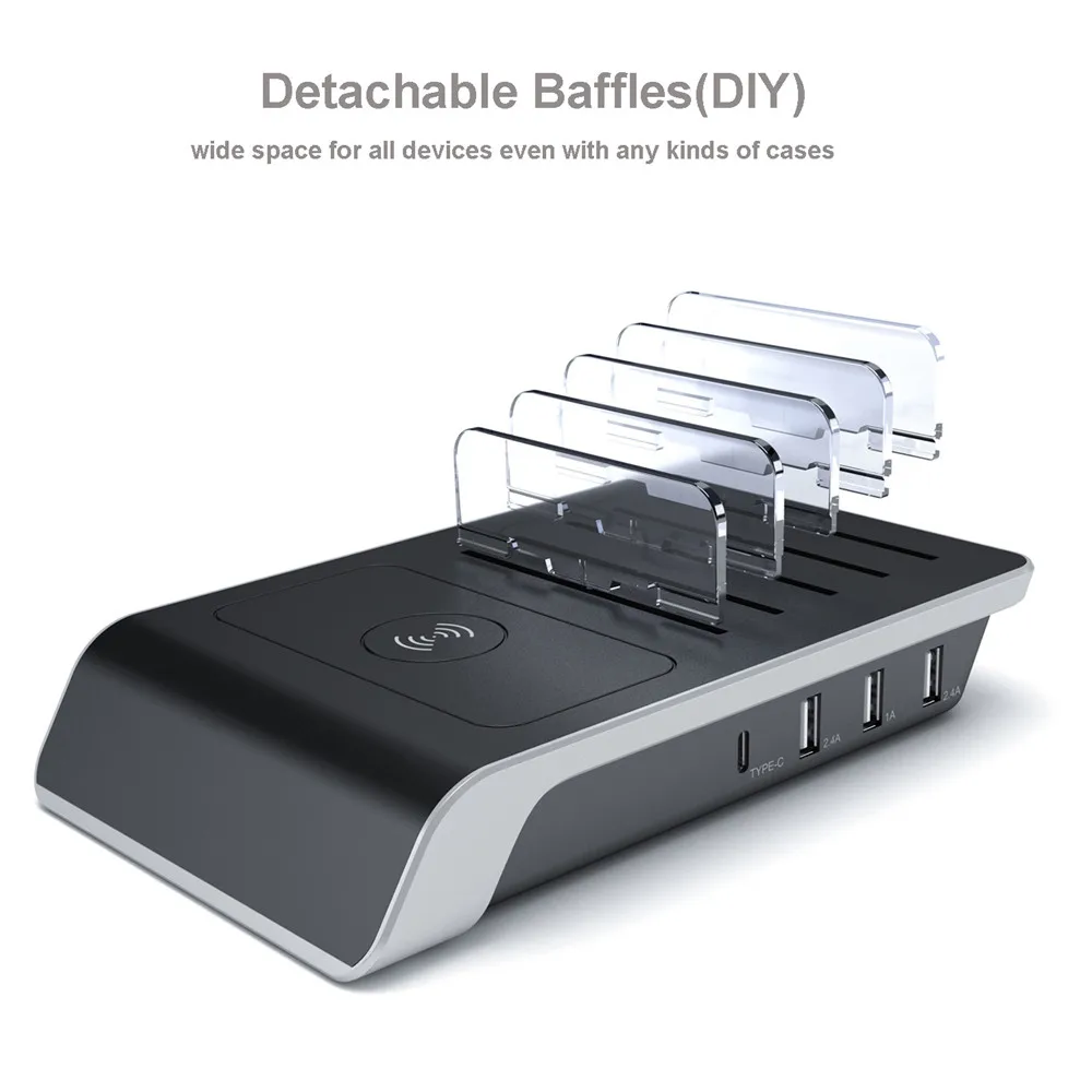 الذكية متعددة شاحن 4 منافذ USB اللاسلكية شواحن الهاتف المحمول نوع C شاحن متعددة الهواتف محطة شحن ل باد اللوحي الذكية متعددة شاحن 4 منافذ USB اللاسلكية شواحن الهاتف المحمول نوع C شاحن متعددة الهواتف محطة شحن ل باد اللوحي