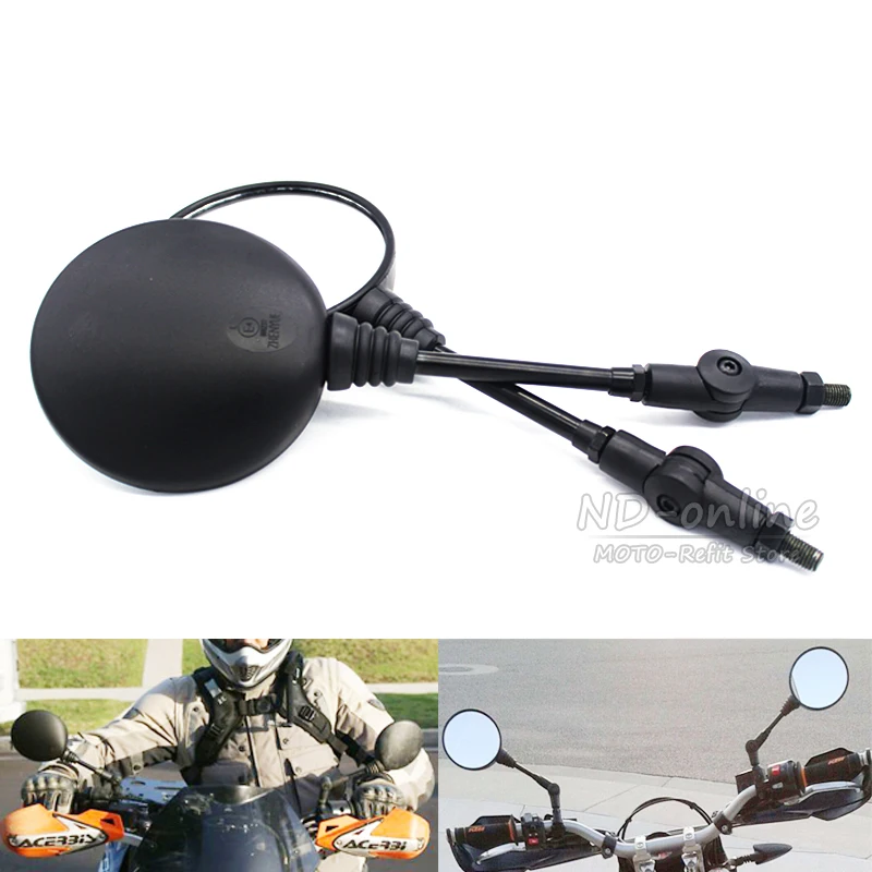 1 pair Universal Black Oval Motorcycle Mirror Custom Folding mirrors