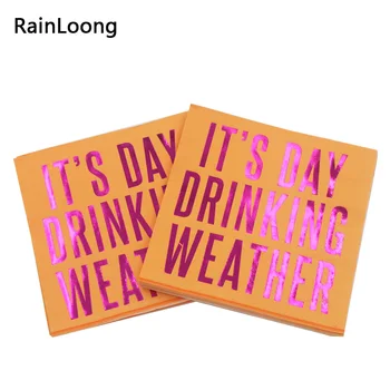 

[RainLoong] 3Plys Beverage Paper Napkin It's Day Drink Weather Tissue Napkin Serviettes For Party Cocktail 25*25cm