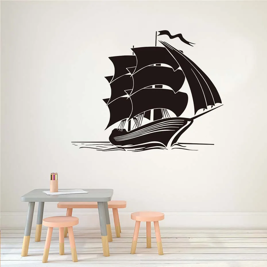 Sailing Ship 3D Wall Sticker Vinyl Material Wall Decals For Kids Rooms Living Room Sofa