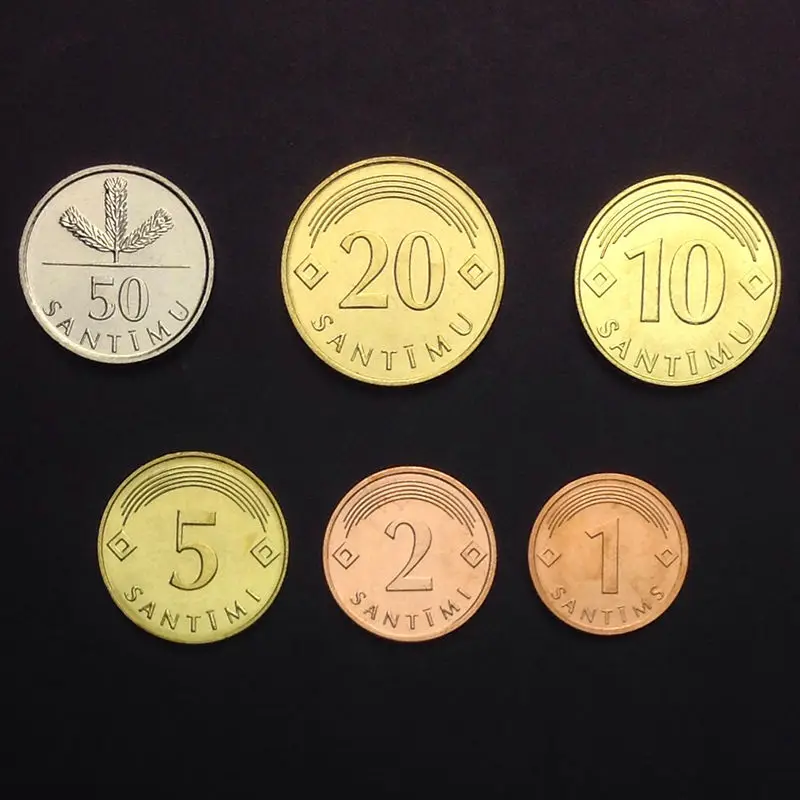 [L 2] Latvia Set Lot 6 Coins,1 2 5 10 20 50 Santimu , 2008 2009, UNC ...