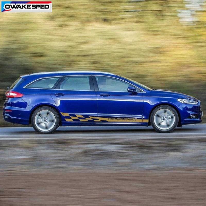 Автомобильная наклейка s Racing Sport Flag Graphics Stripes для Ford Mondeo Vignale ST на боковую юбку