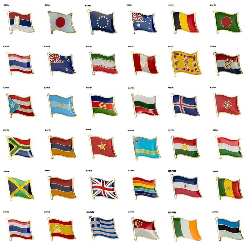 

Metal Country Flag Pin Badge Set Rozet Chapas Metalicas Pins Icon Backpack Brooch for Women/Men
