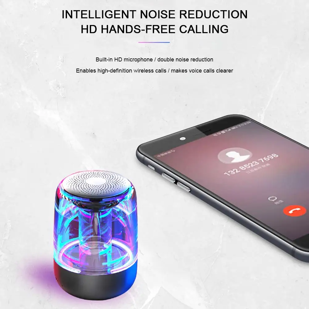 C7 Bluetooth 5,0 Bluetooth Usb радио динамик прозрачный светодиодный светящийся сабвуфер TWS 6D объемный HIFI стерео крутой аудио