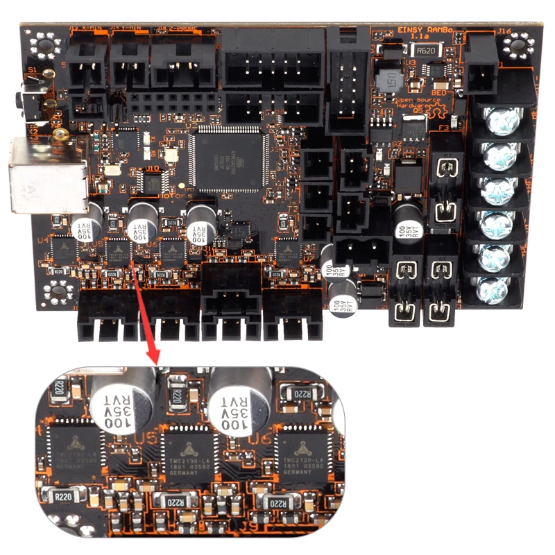 EinsyRambo 1.1a материнская плата для Prusa i3 MK3 с 4 шаговыми драйверами Trinamic TMC2130 SPI управление 4 Mosfet переключаемые выходы