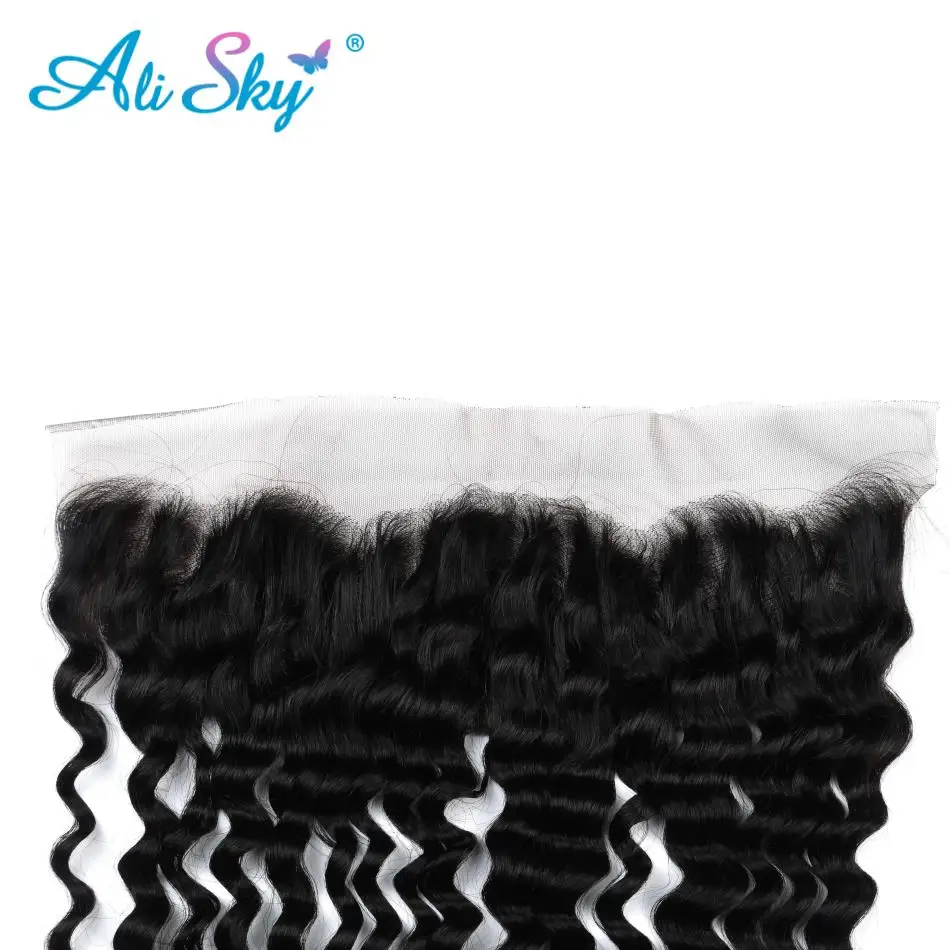 Ali Sky Brazilian nonremy Deep Wave 13x4 Ear to Ear Lace Frontal Human Hair Weave Bundles Free Part Closure Natural Hairline Ali Sky Brazilian nonremy Deep Wave 13x4 Ear to Ear Lace Frontal Human Hair Weave Bundles Free Part Closure Natural Hairline